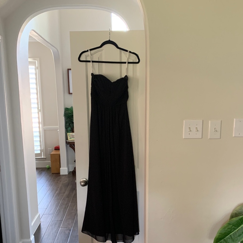 David's Bridal Classic Black Strapless Gown